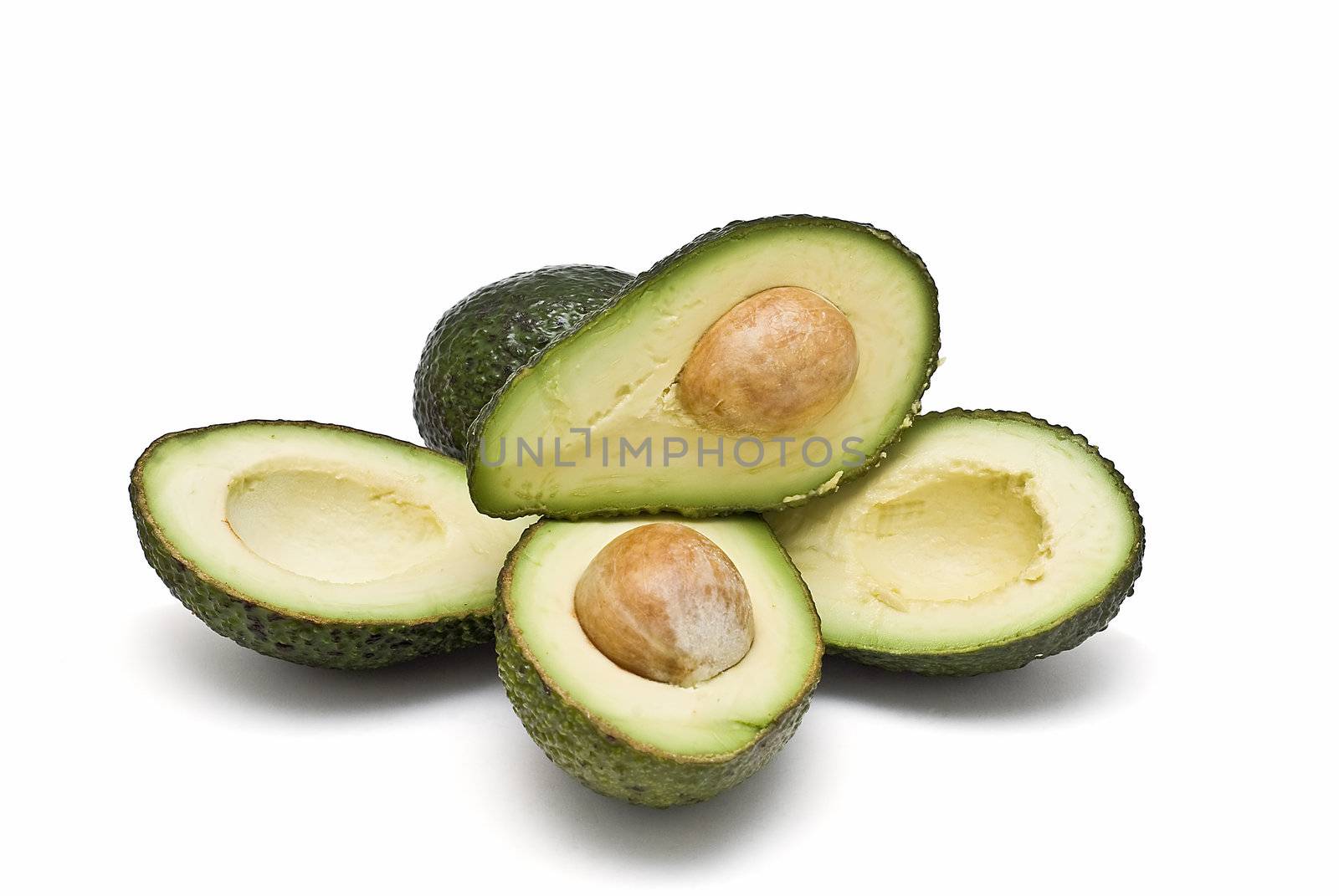 Avocados isolated on a white background.