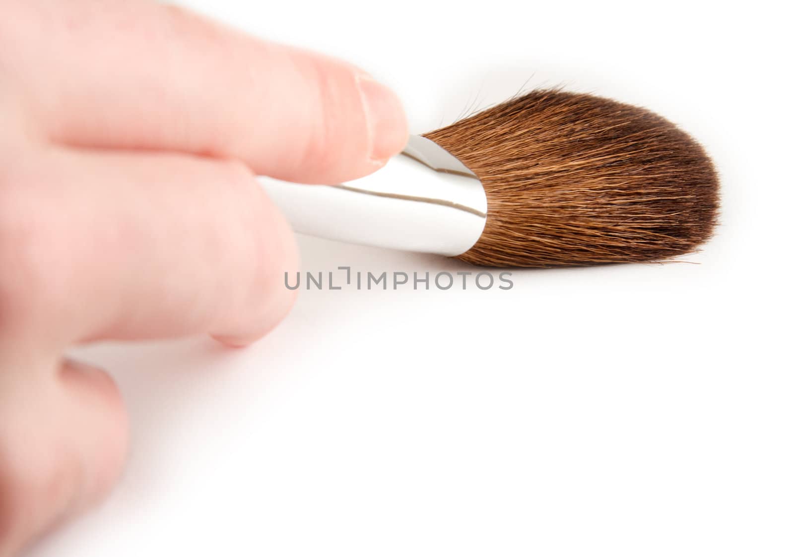 Hand holding a cosmetics brush