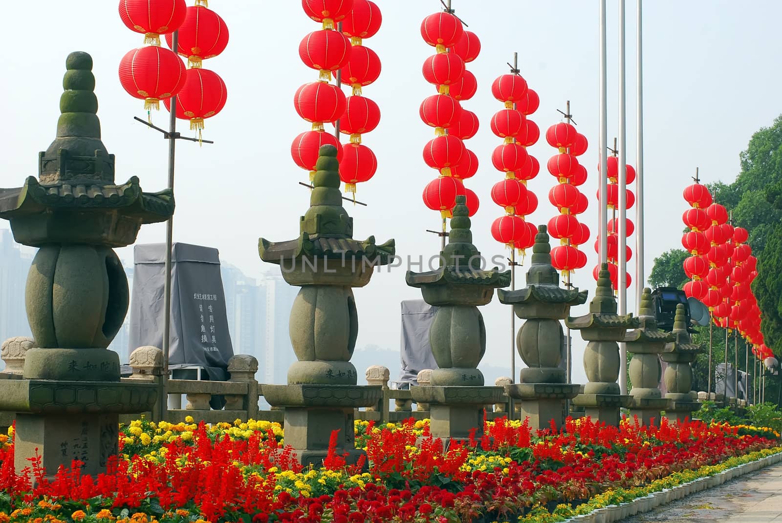 The ancient tower and Red Lantern by xfdly5