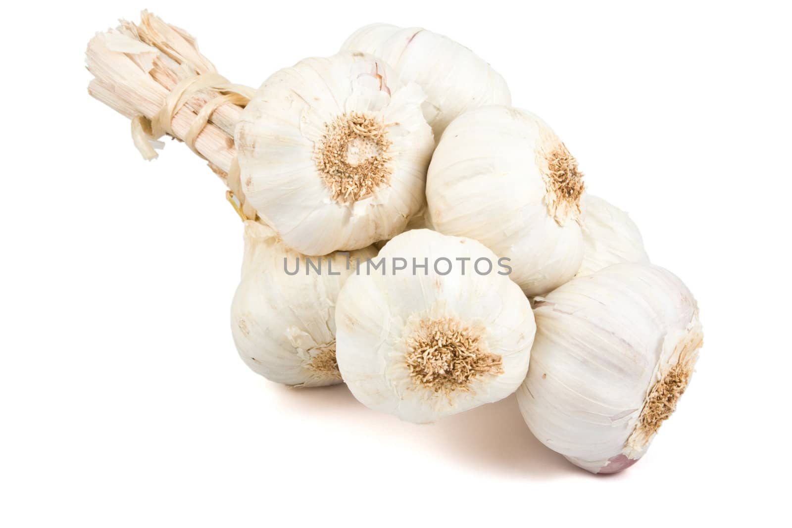 Closeup of Garlic isolated over white background