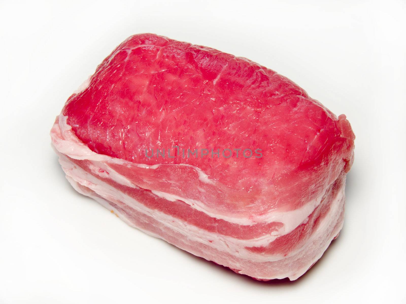 Piece of red meat on a white background