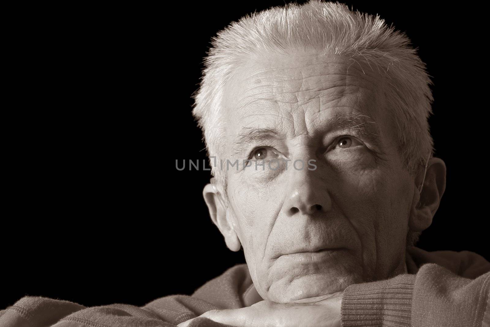 Serious older man in sepia by Fotosmurf