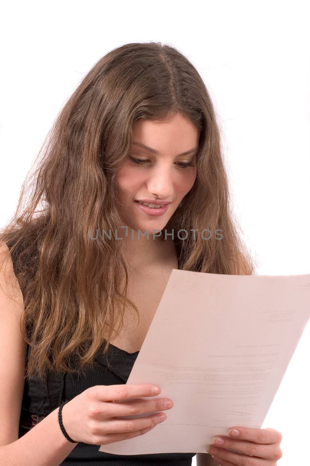 Pretty teenager reading the mail by Fotosmurf
