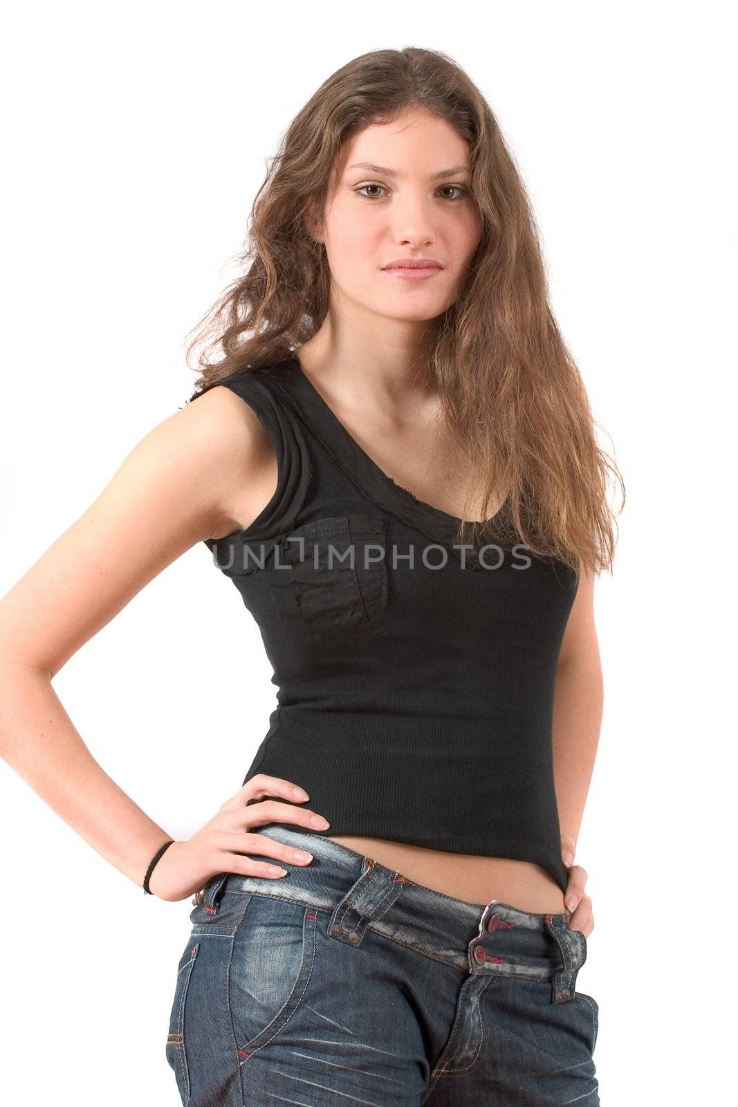 Beautiful young girl in a confident pose
