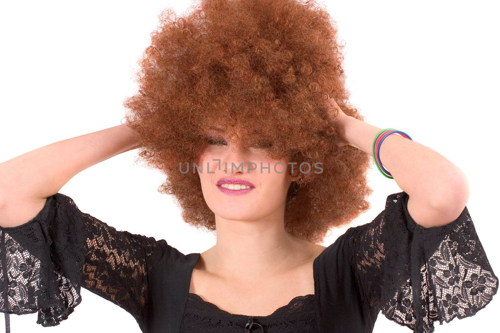 Pretty teenager with afro wig by Fotosmurf