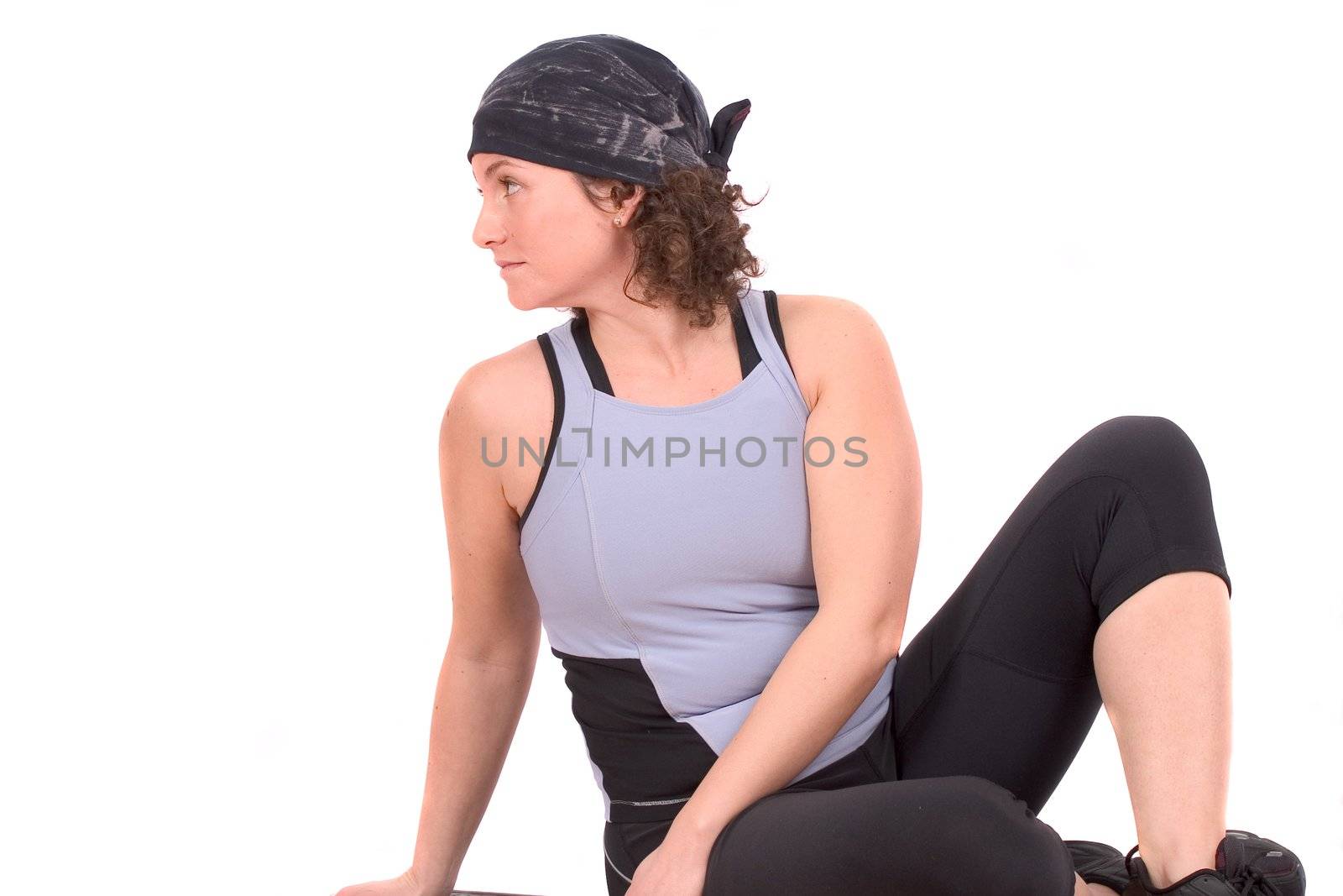 Woman in a stretch position to stretch her back  muscles