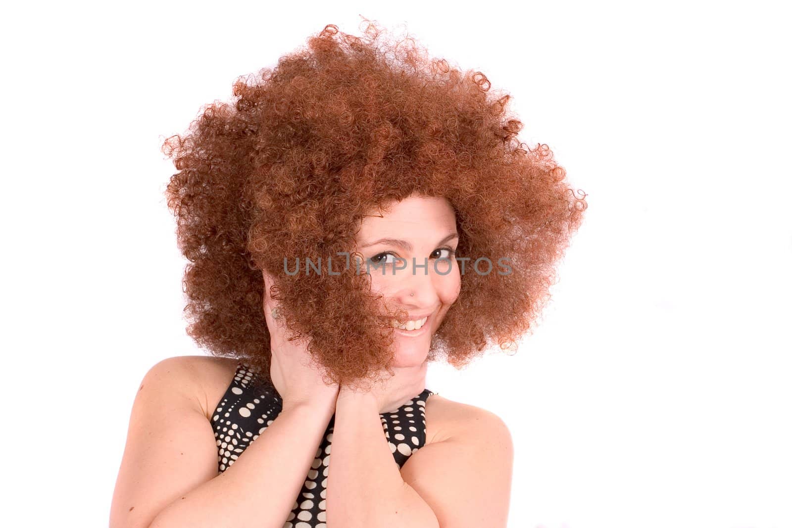 Beautiful girl with curly afro wig