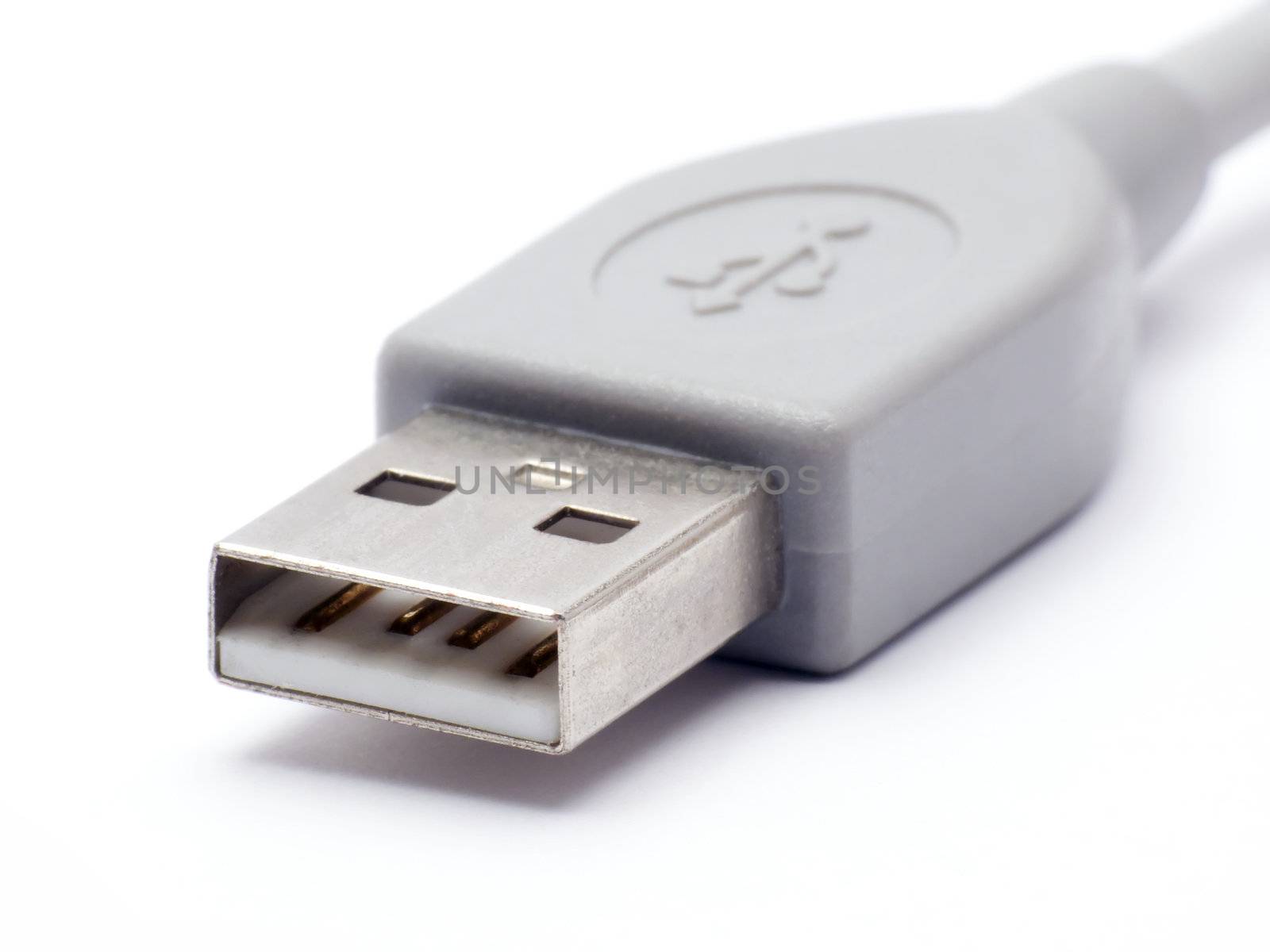 Closeup of an USB connector also showing the USB symbol