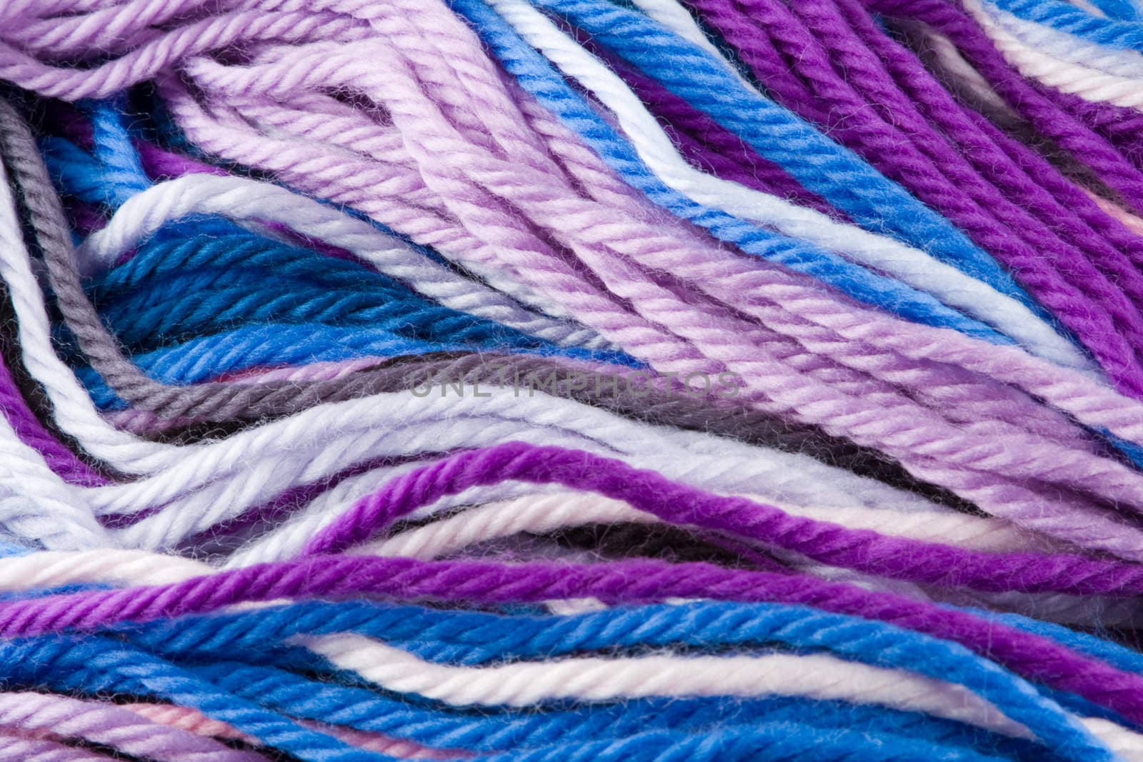 Closeup of multicolored wool threads