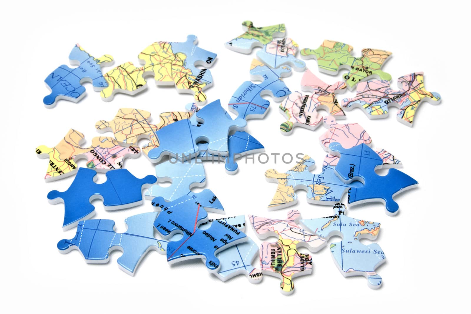 World in pieces isolated over white background