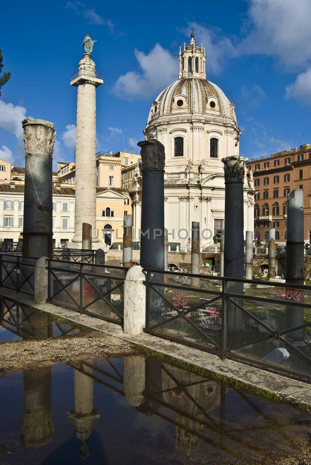 ancient foro traiano in the city center of Rome