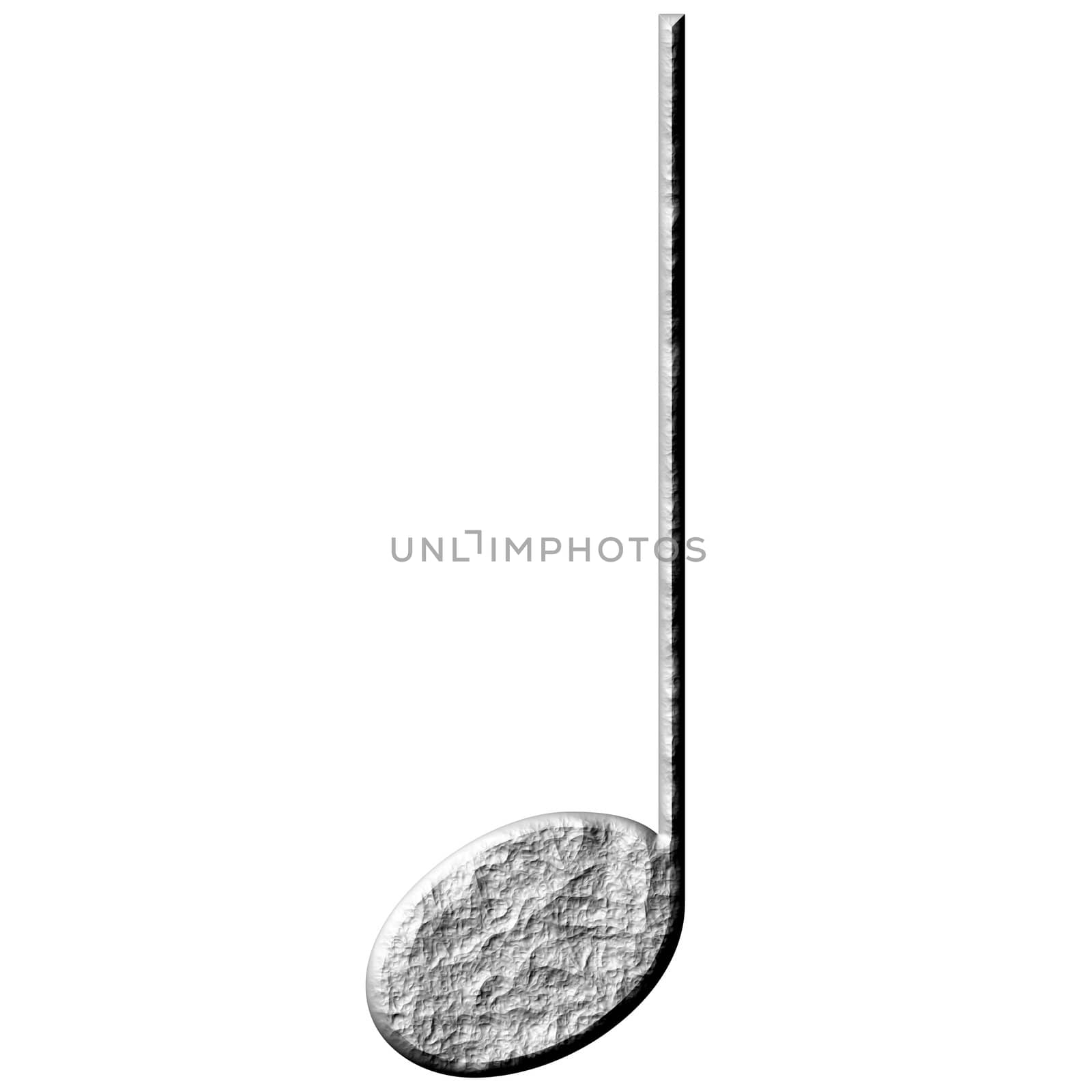 3d stone quarter note isolated in white