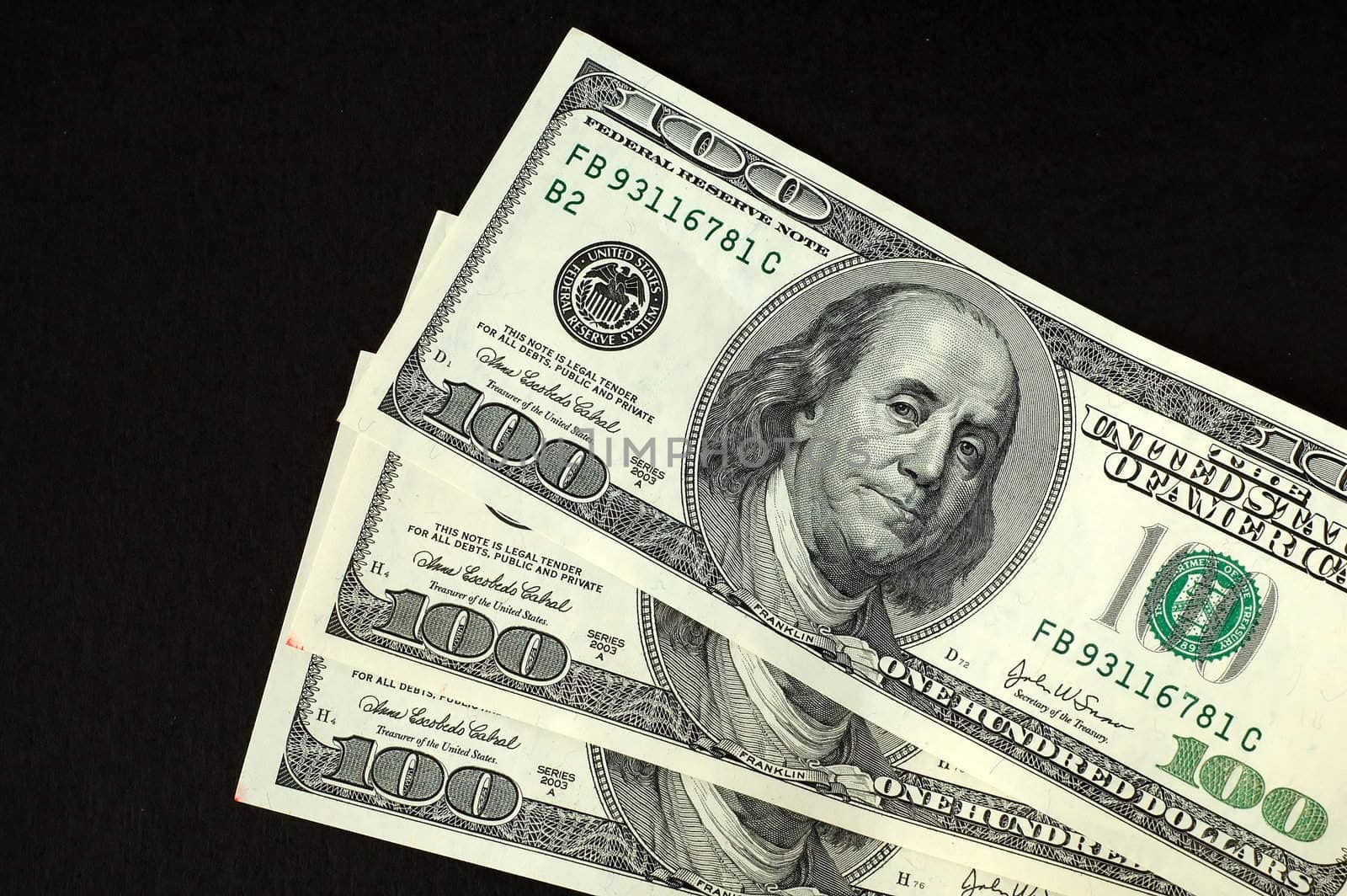 Three hundred bucks with black background