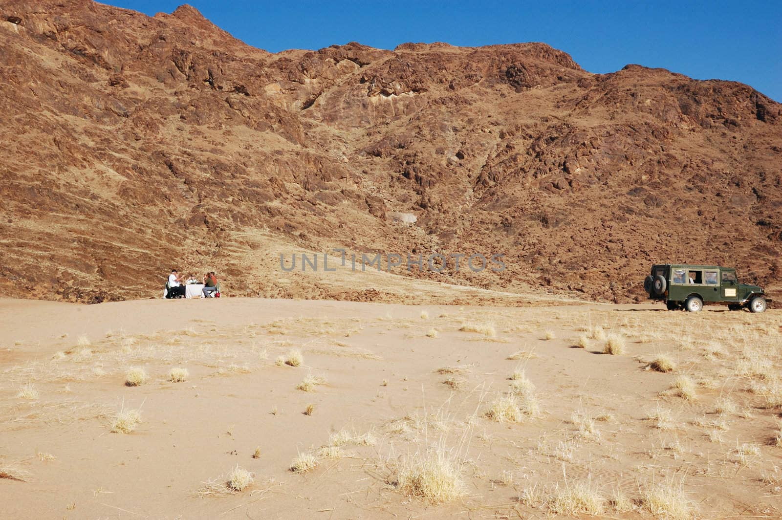 In the desert breakfast, Luxury meal - off-road safari.