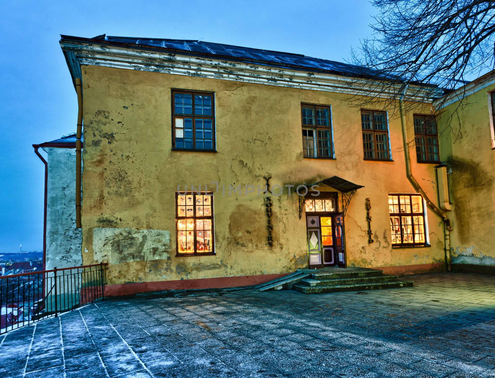 Old souvenir shop at an overlook of Tallinn in Estonia taken from the overlook in Toompea. Taken in HDR to enhance the detail