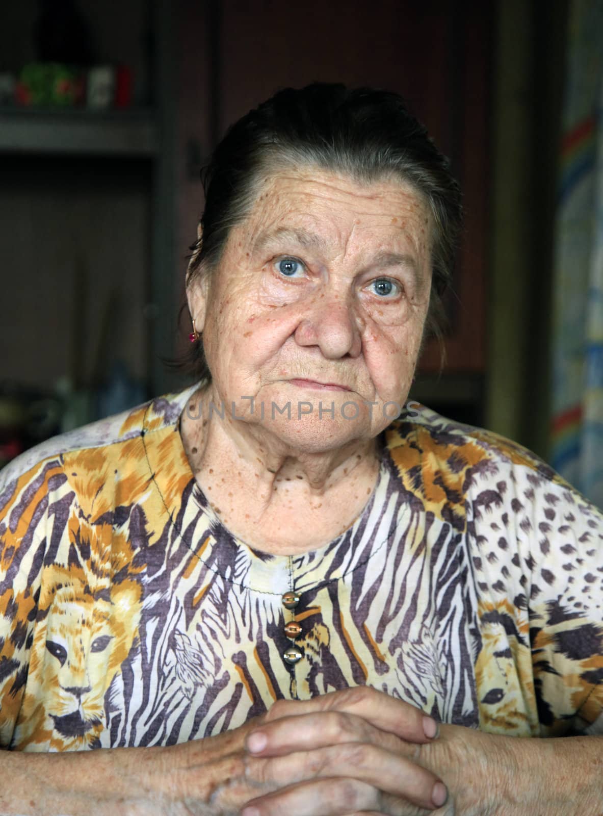 Grandmother close-up. Woman in her eighties.