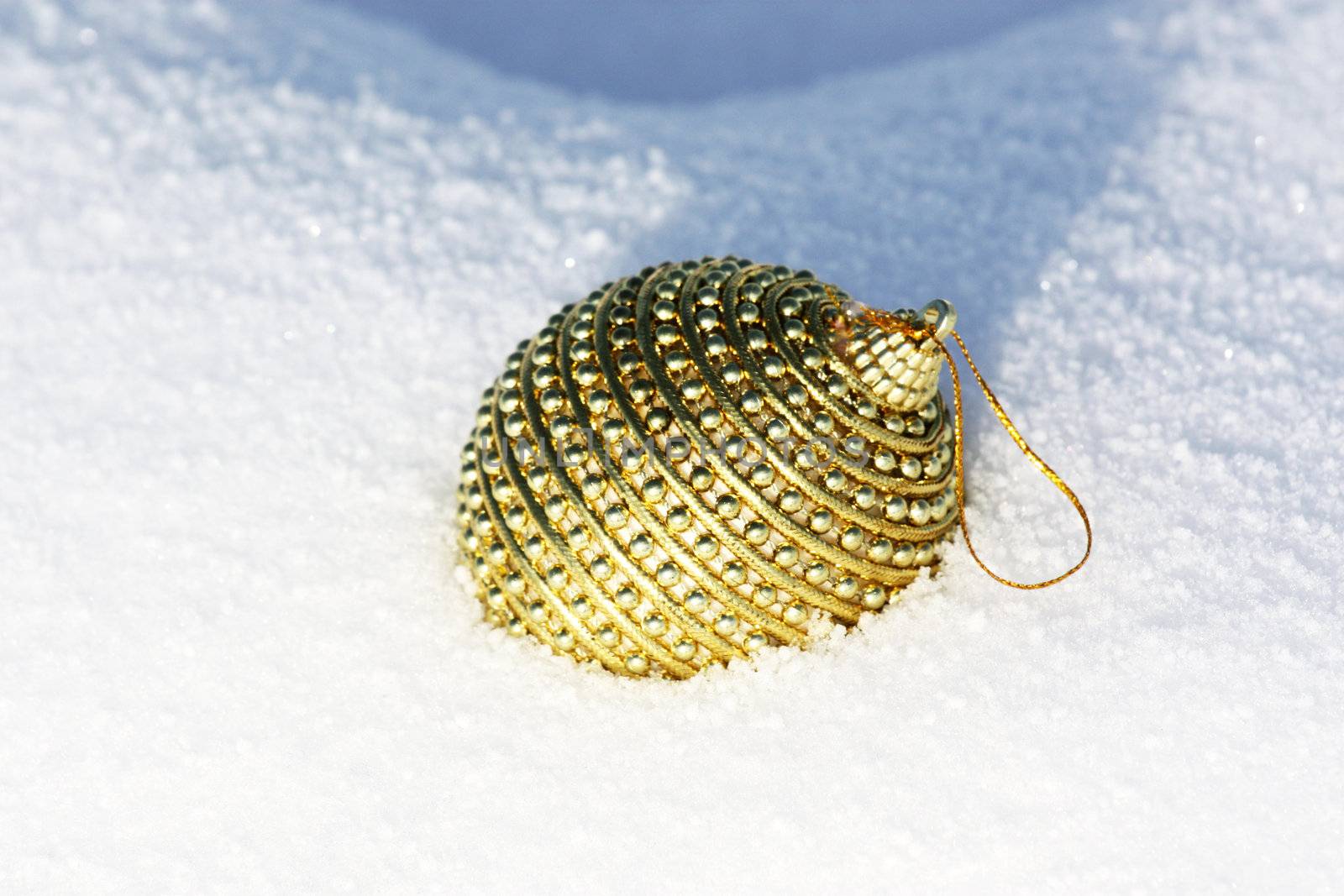 christmas bauble in snow