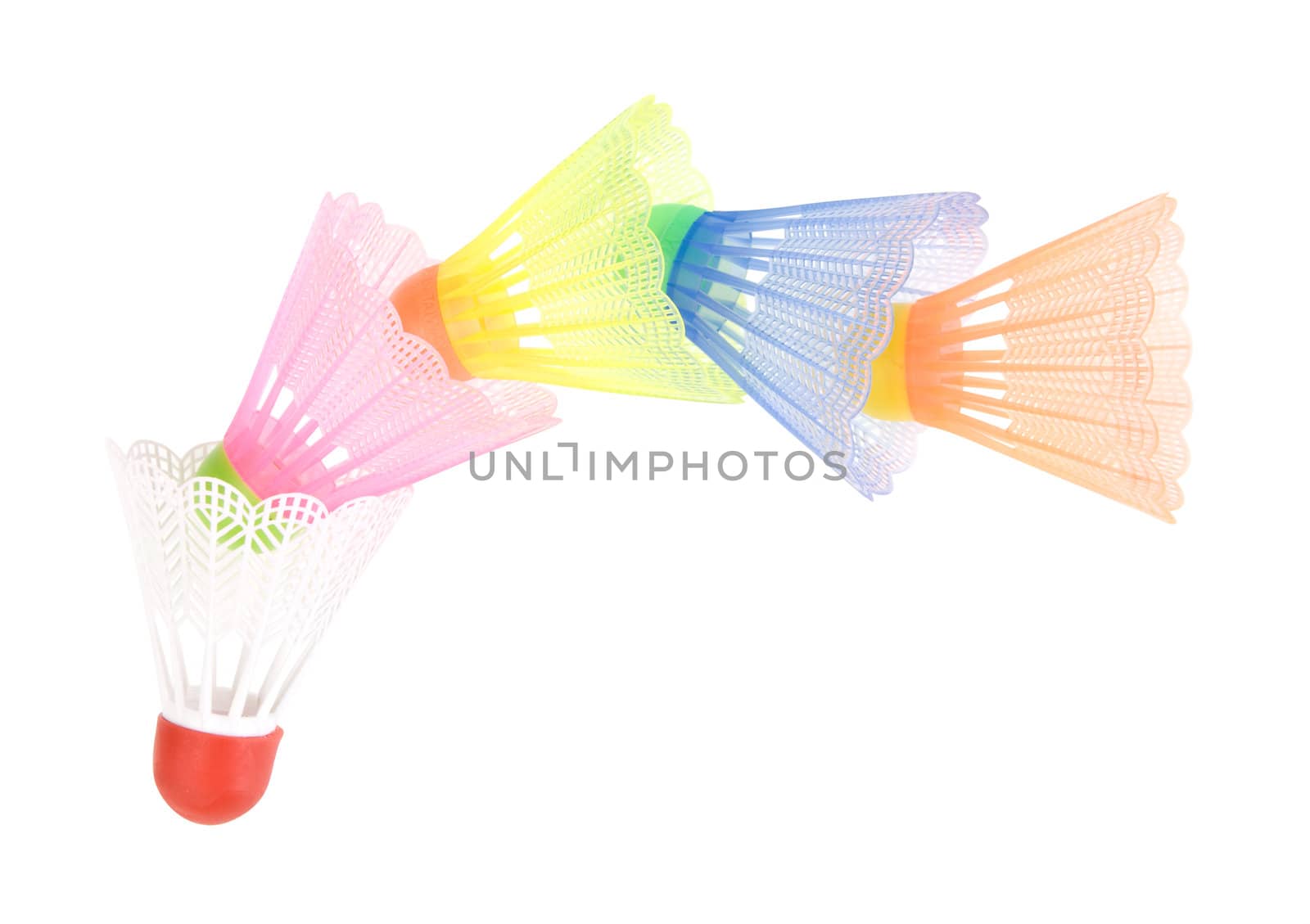 Five badminton shuttlecoc isolated. Clipping path