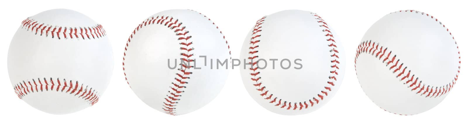 Four baseball ball isolated. Clipping paths