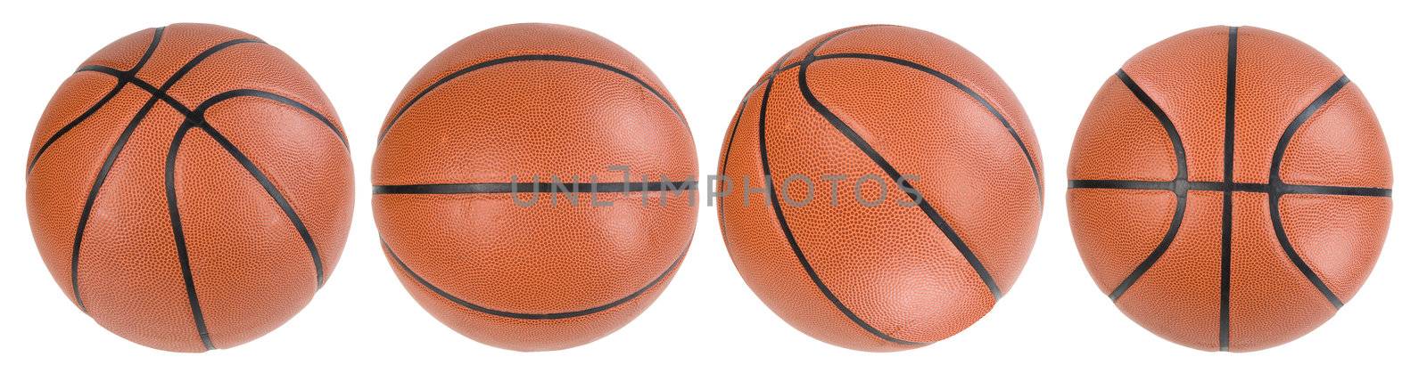 Four basketball ball isolated. Clipping paths