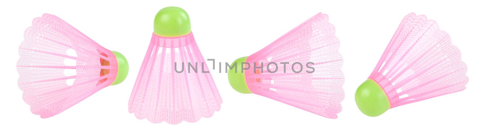 Four badminton shuttlecoc isolated. Clipping path