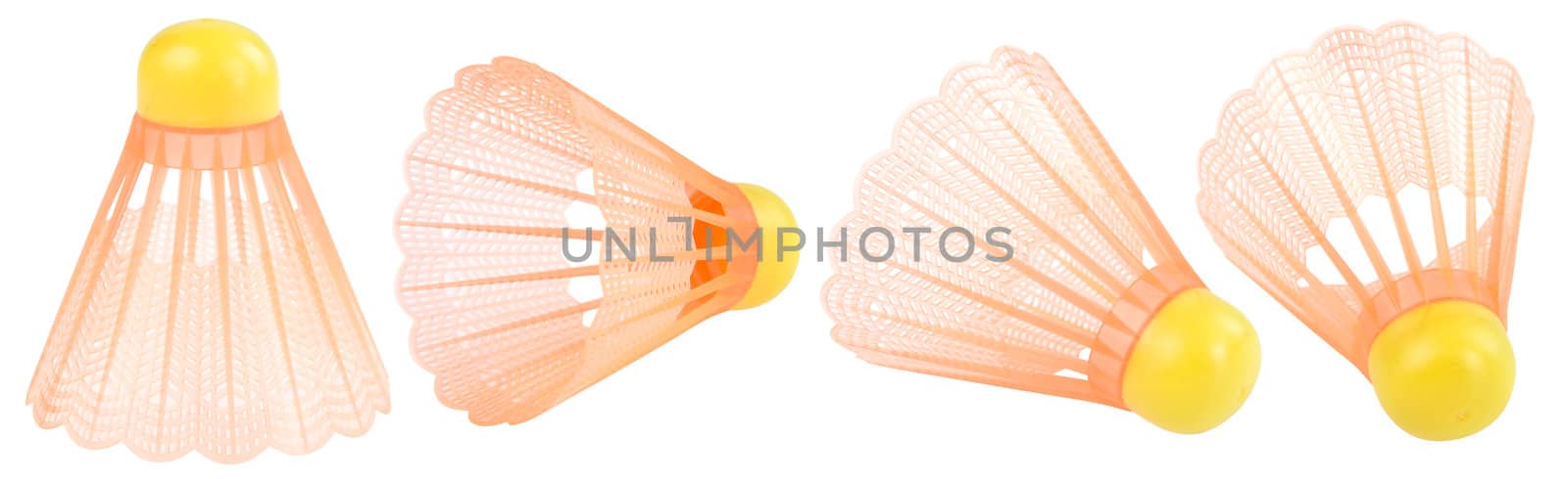 Four badminton shuttlecoc isolated. Clipping path