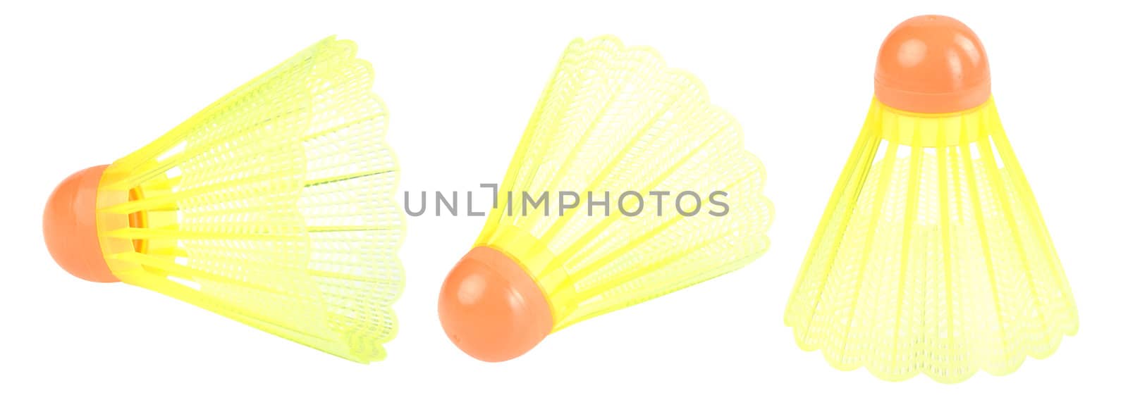 Three badminton shuttlecoc isolated. Clipping path