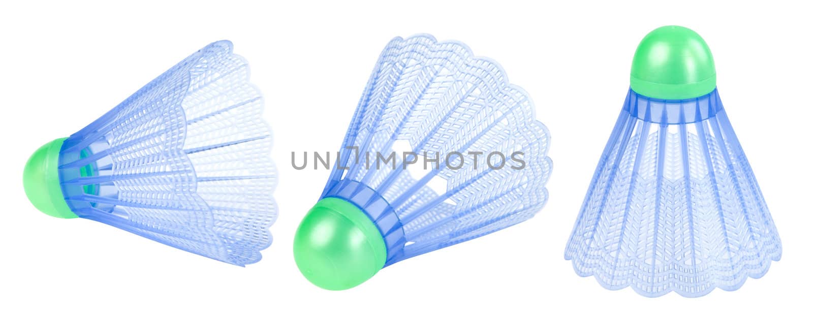 Three badminton shuttlecoc isolated. Clipping path