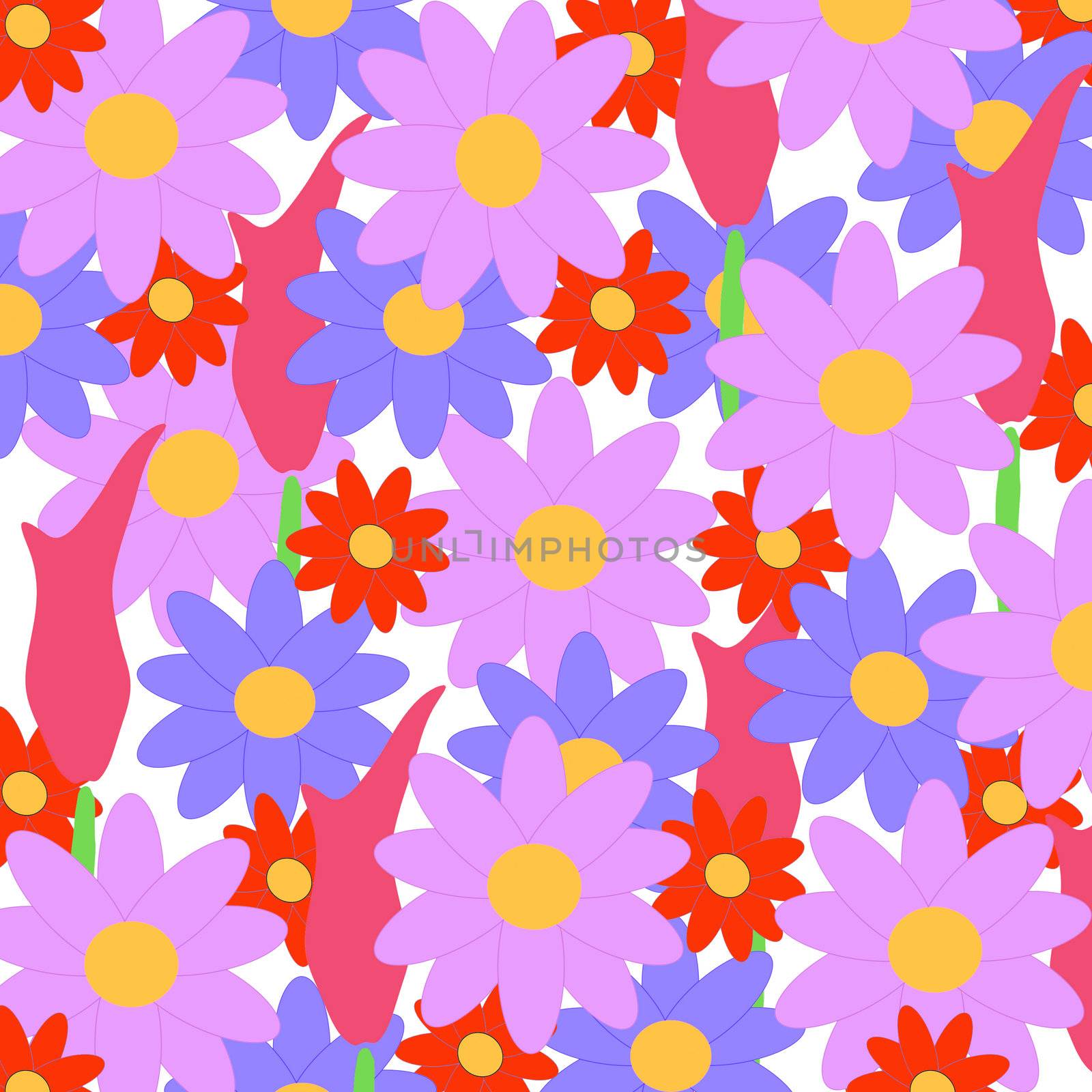 Background made of different kinds of colorful flowers. 