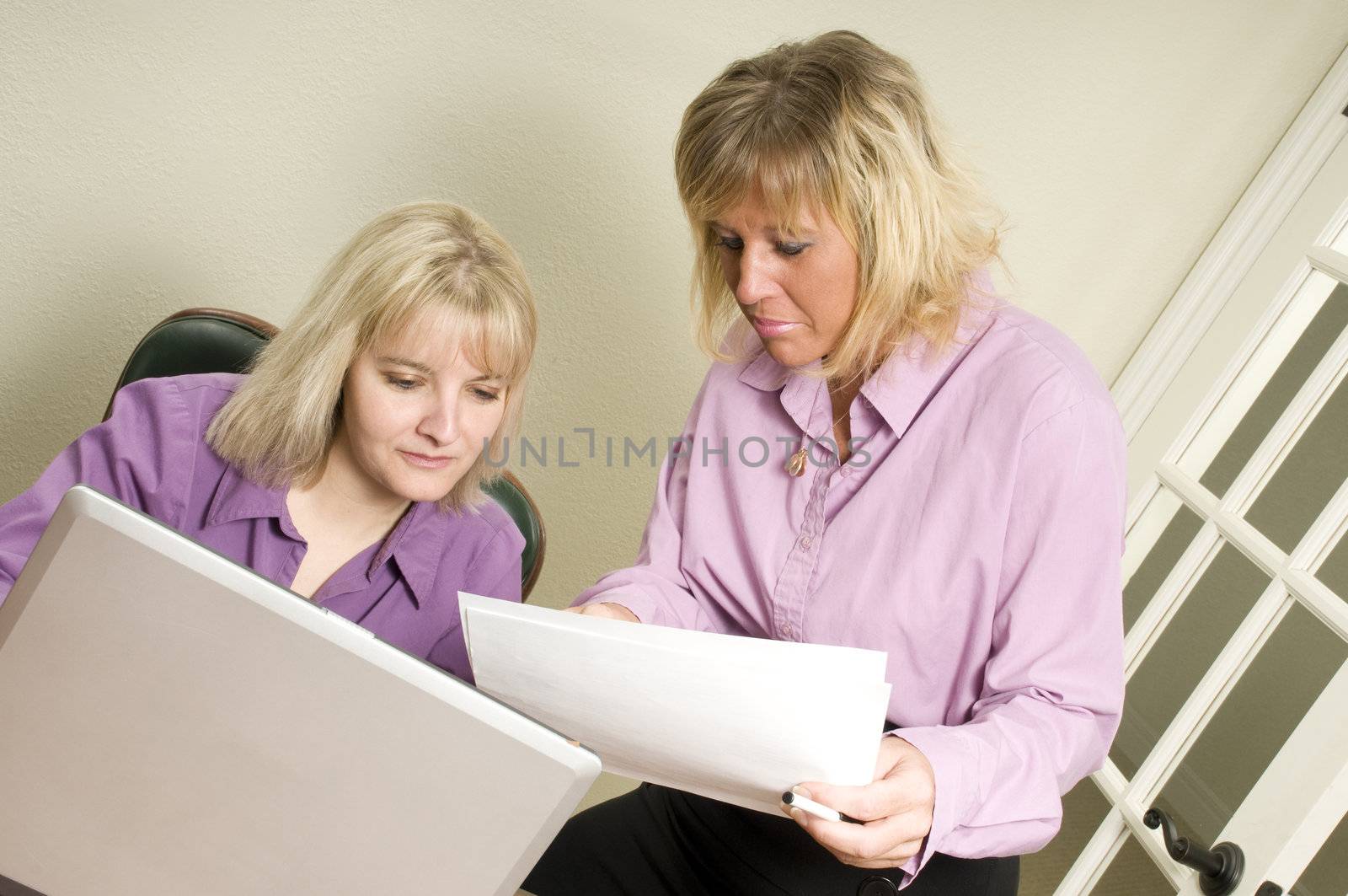 women using a laptop as a team or in a meeting