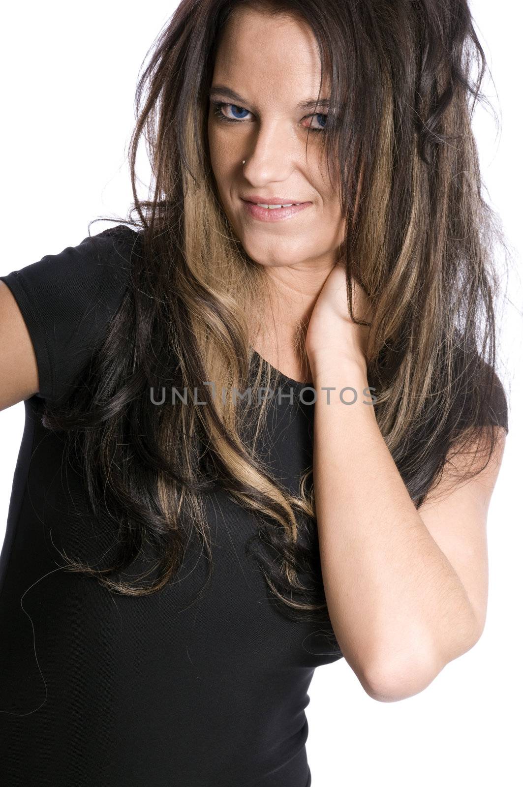 Young female Model in a little black dress