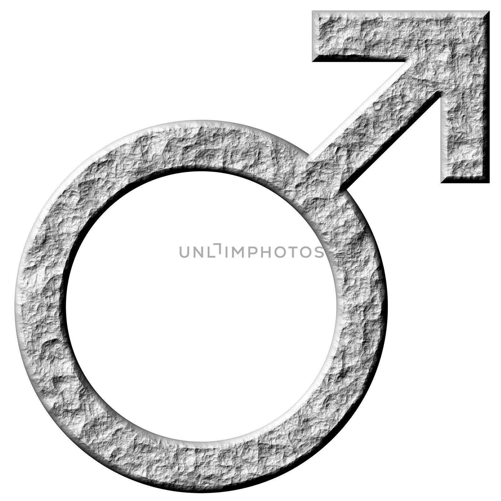 3d stone male symbol isolated in white