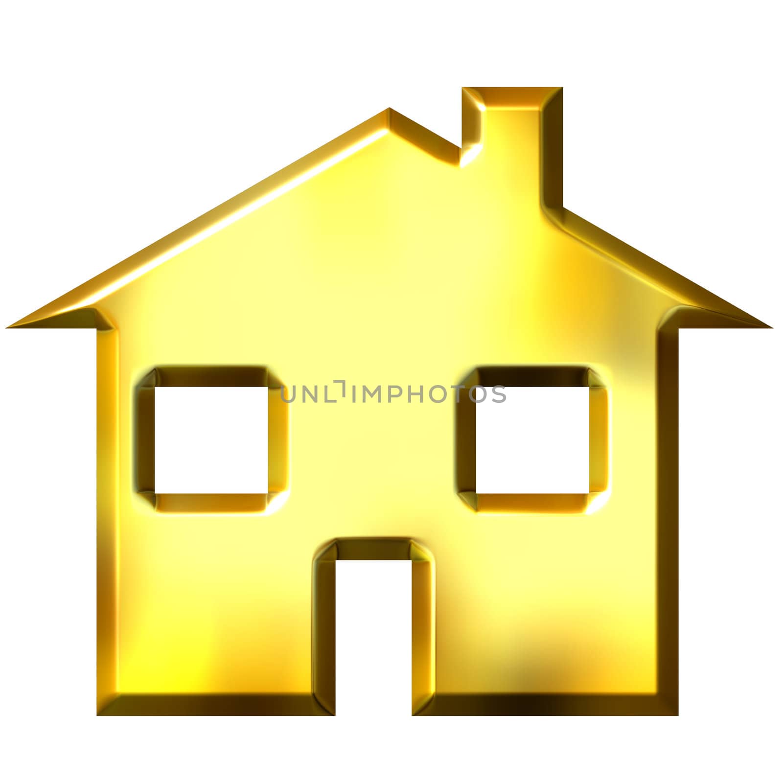 3d golden house isolated in white