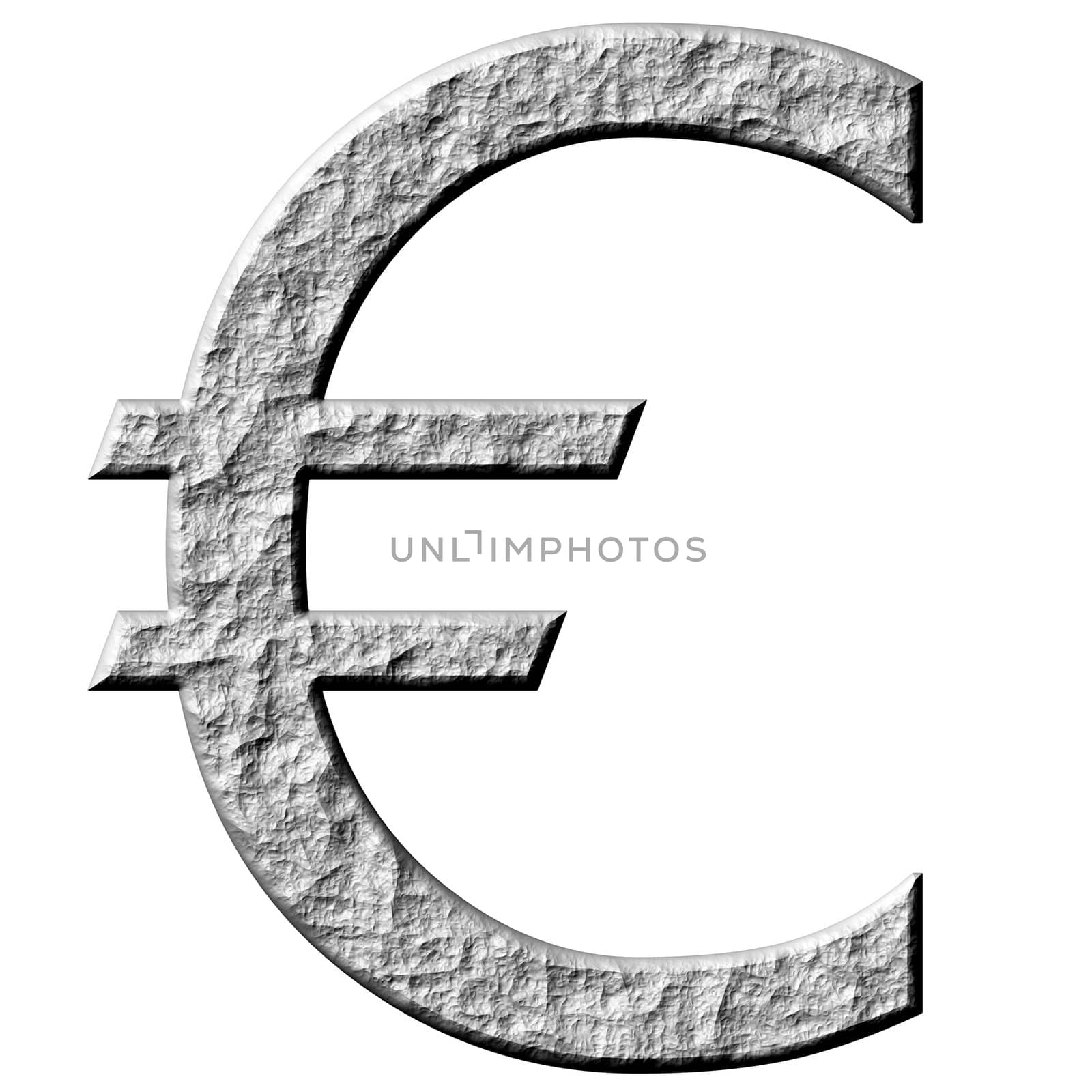 3d stone euro symbol isolated in white
