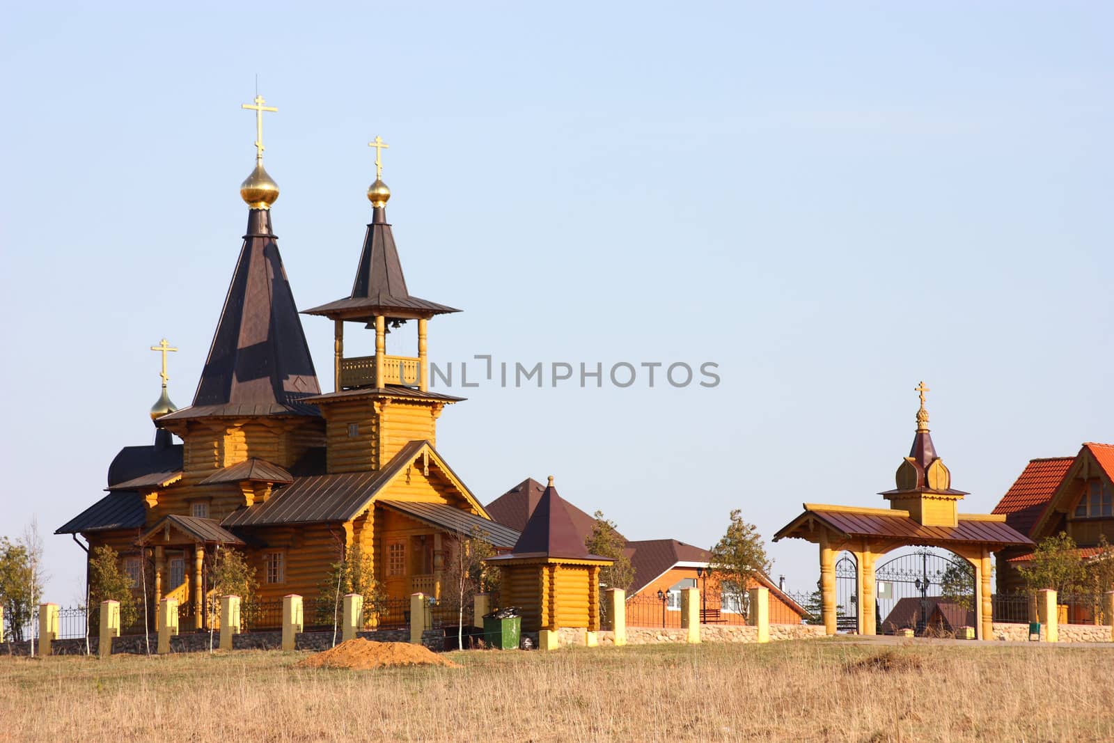 Christian orthodox temple, wooden architecture, Russia. Church of the Archangel Mihail.