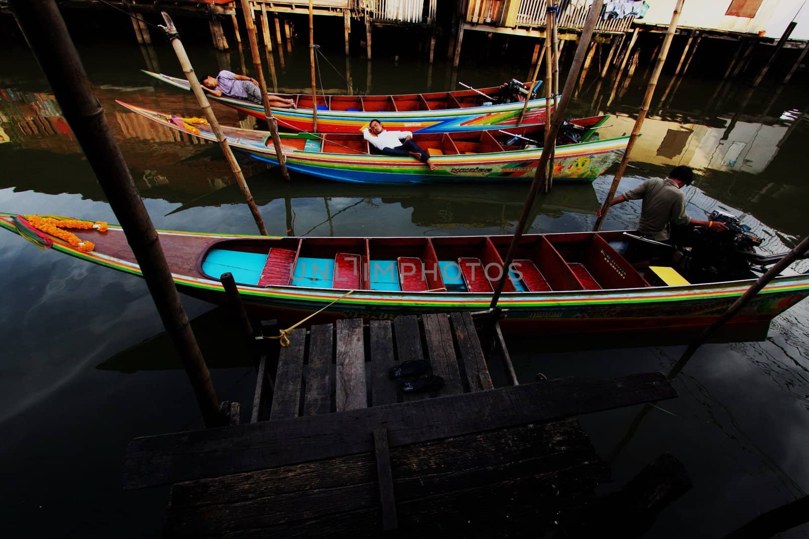 longtail speed boat in Sansap chanel Bangkok Thailand