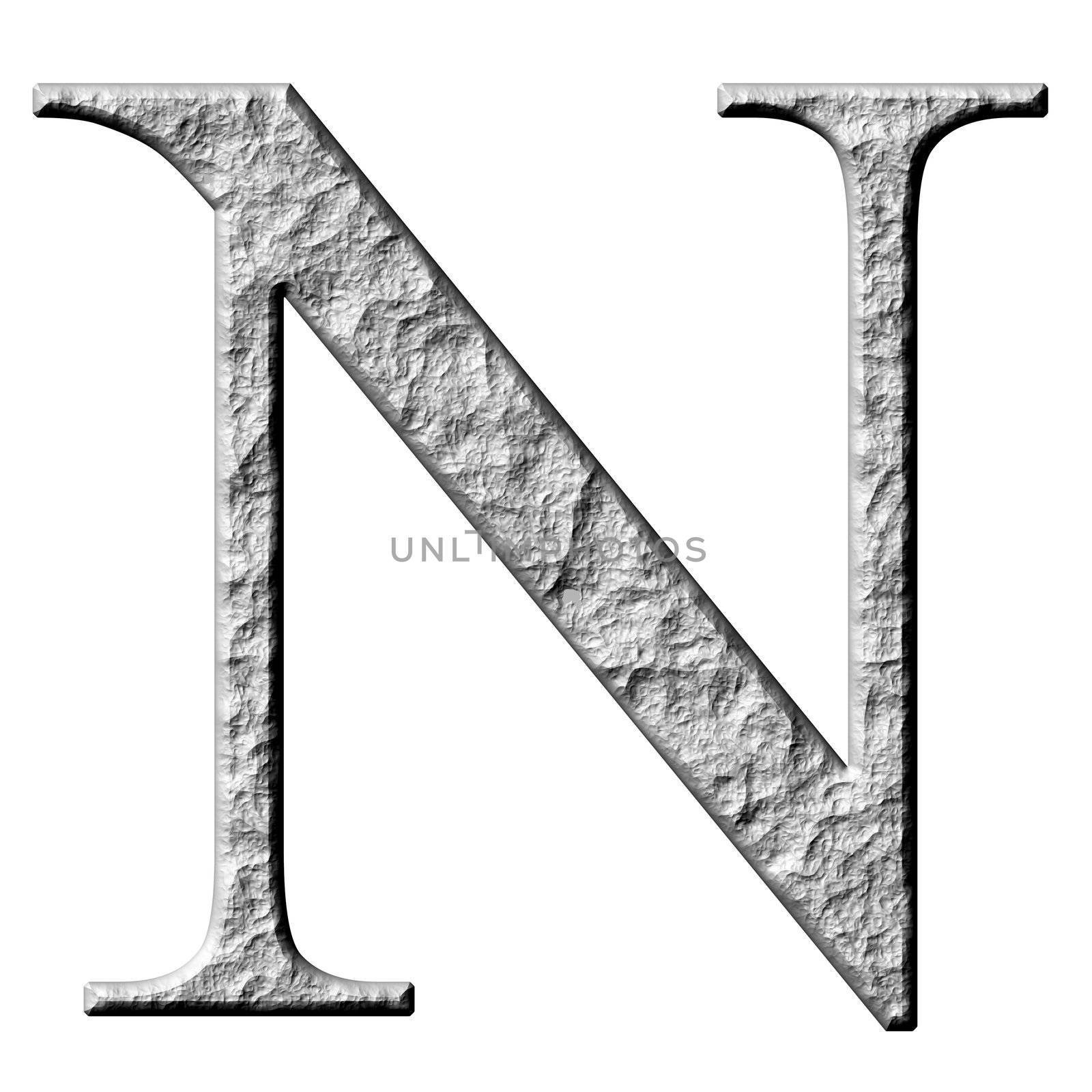 3d stone Greek letter Ny isolated in white