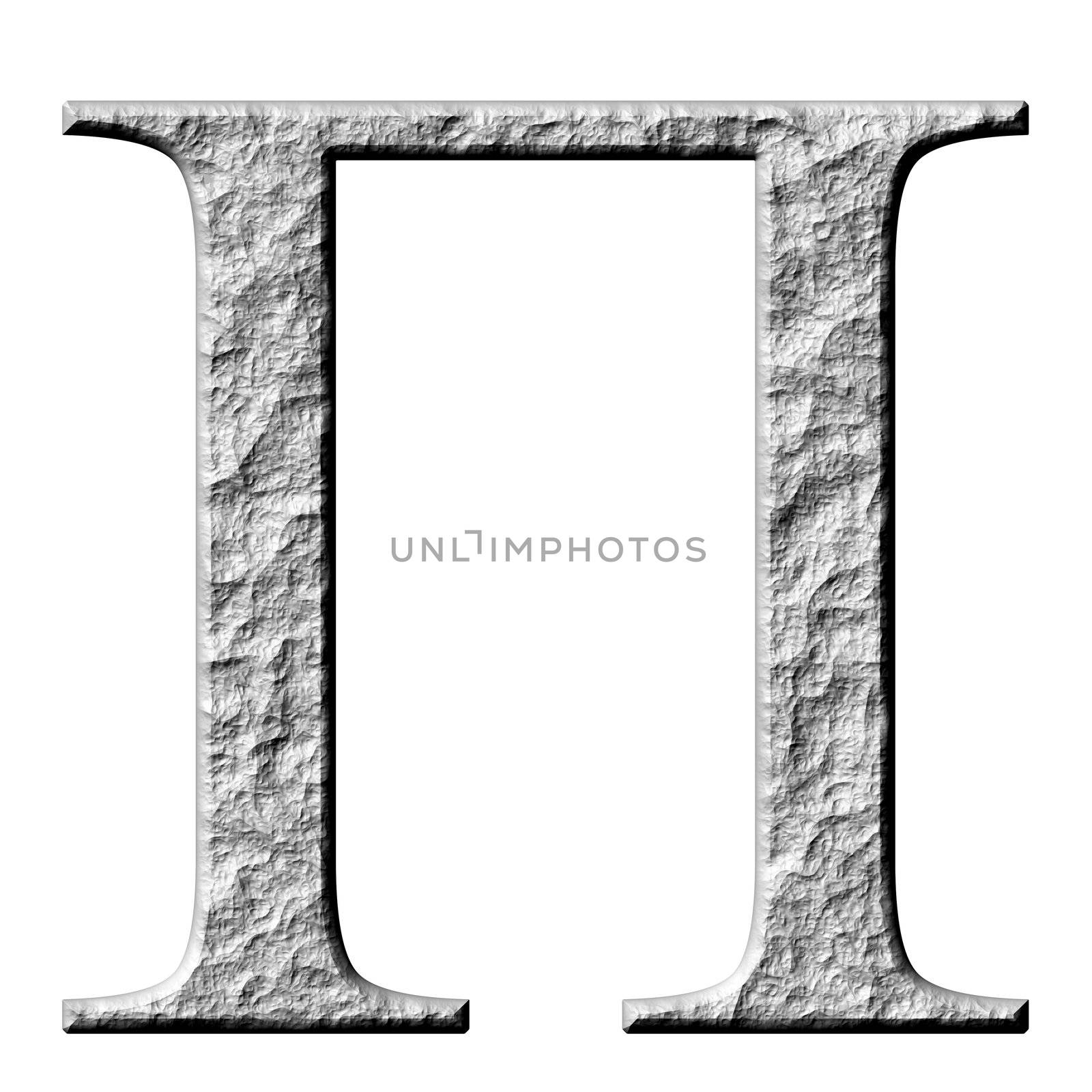 3d stone Greek letter Pi isolated in white