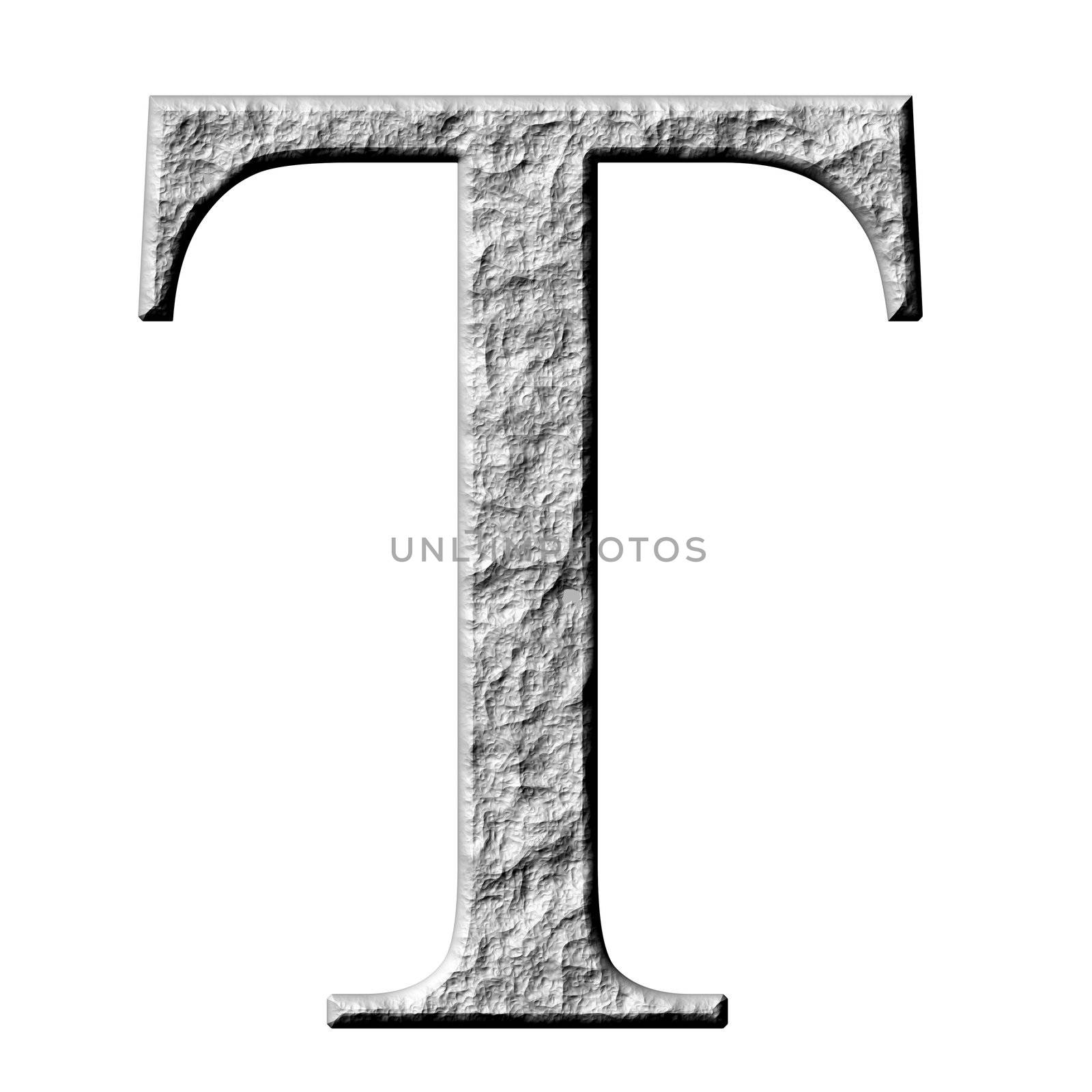 3d stone Greek letter Tau isolated in white