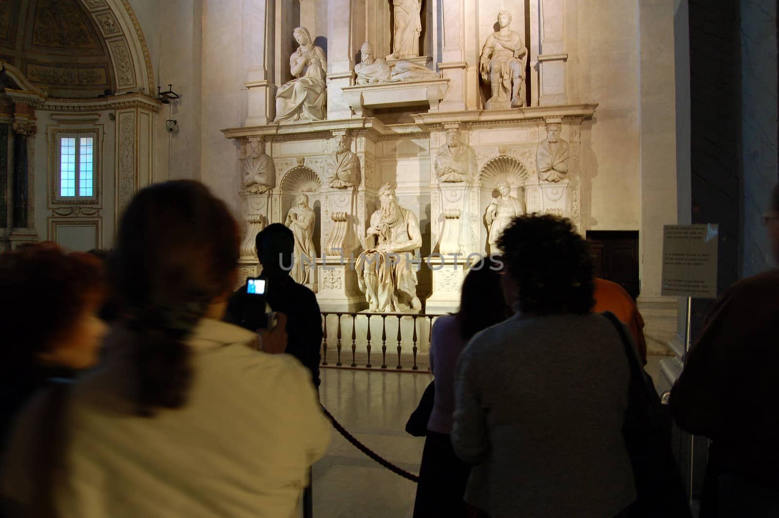 Tourist in San Pietro in Vincoli - Michelangelo's Moses - Rome, Italy