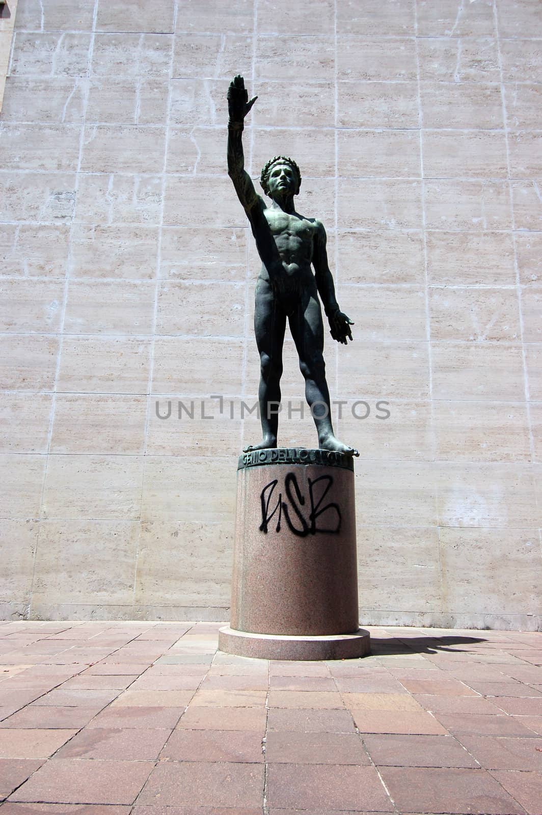 Genio dello Sport bronze statue - Eur zone - Rome Italy.