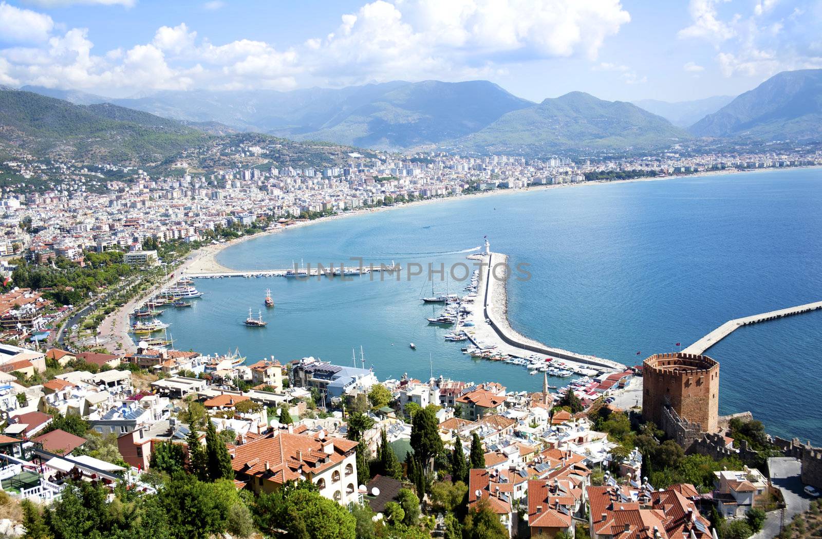 Panorama of famous holiday resort in Turkey, Alanya