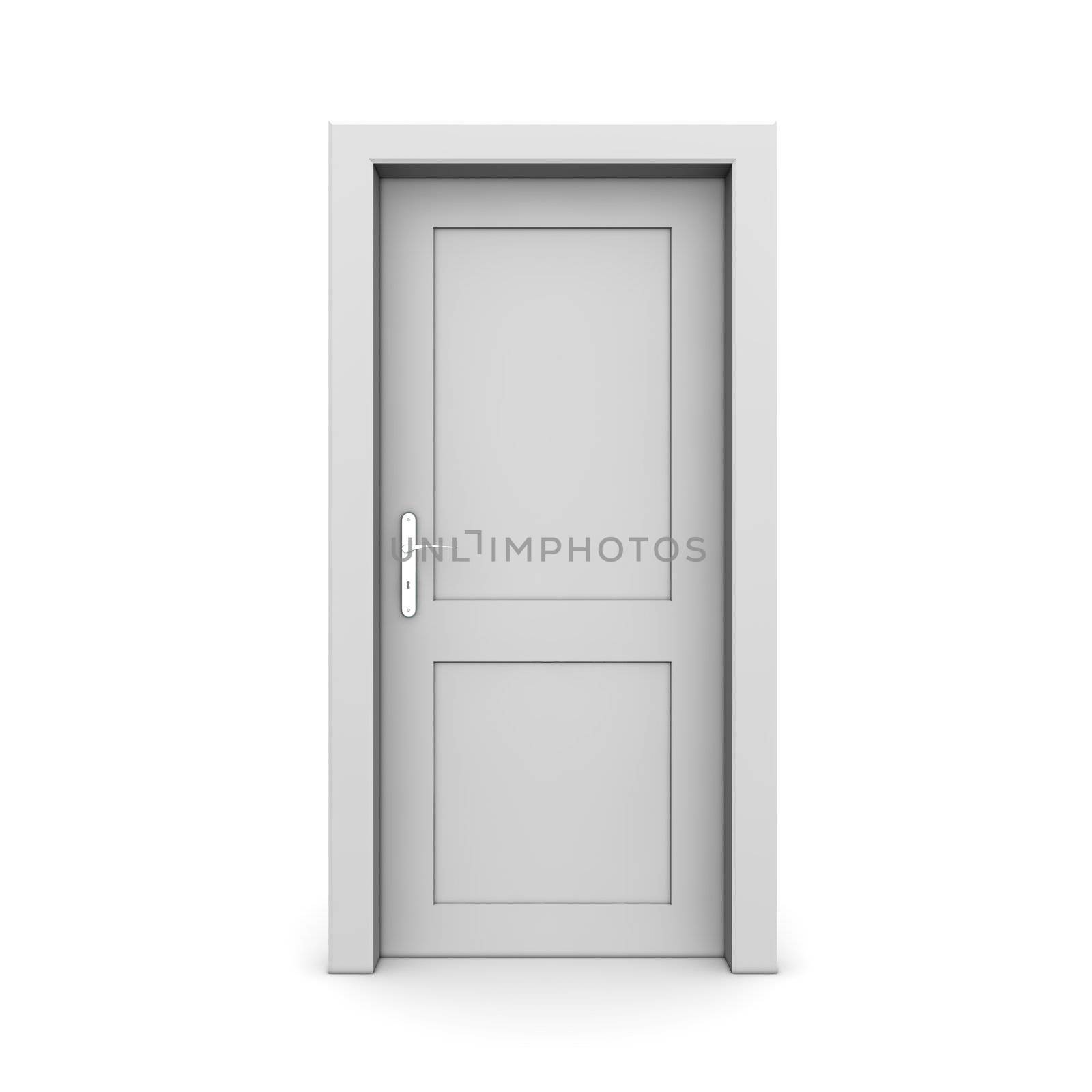 single grey door closed - door frame only, no walls