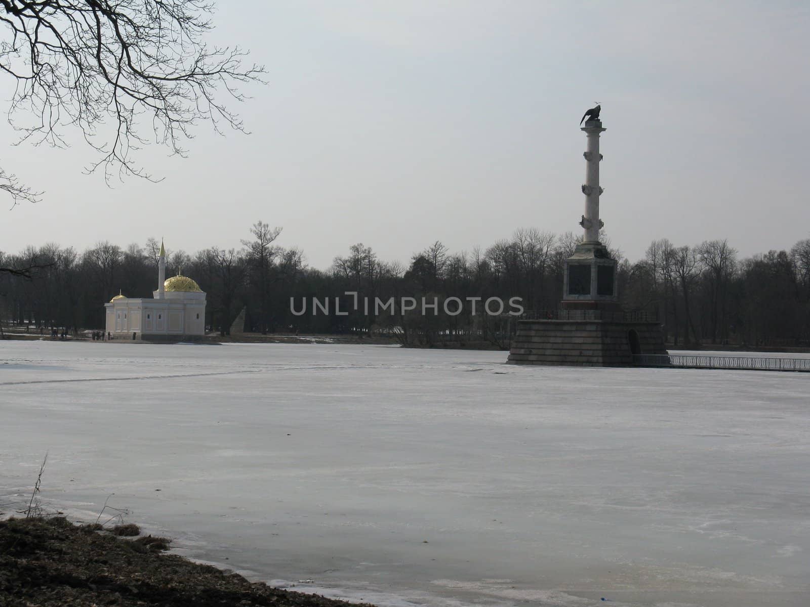 Frozen lake at Pushkin, Russia