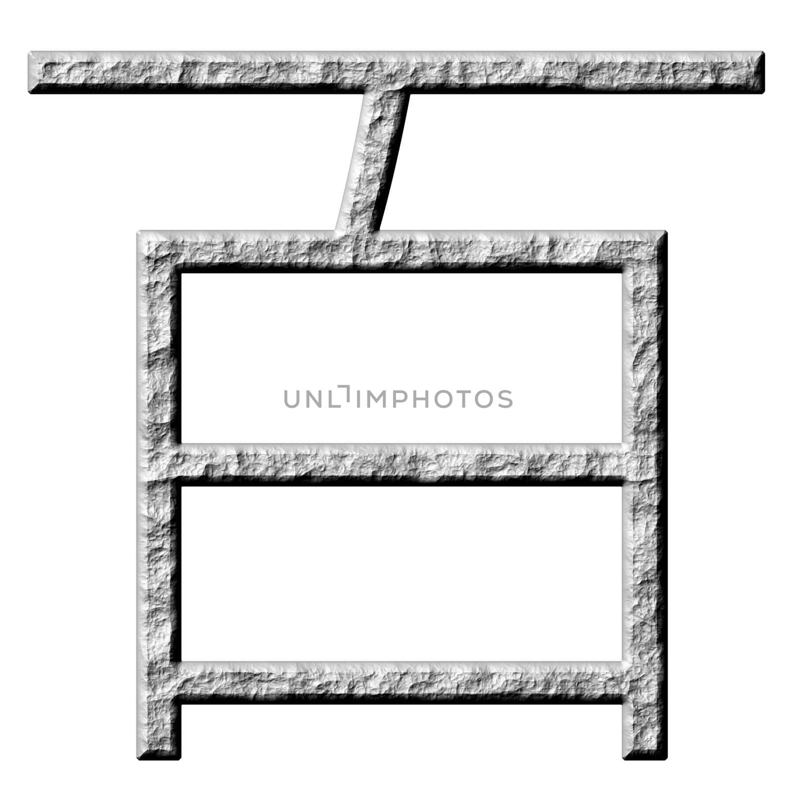 3d stone Chinese number 100 isolated in white