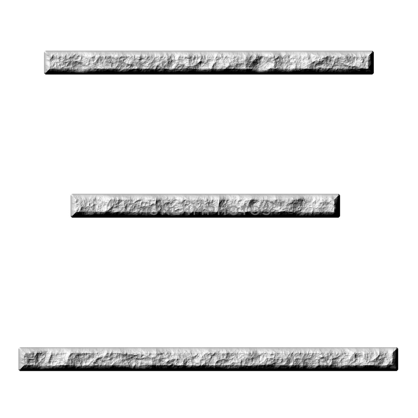3d stone Chinese number 3 isolated in white