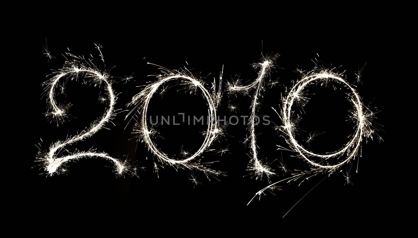 New Year 2010 with sparkler effect by photochecker