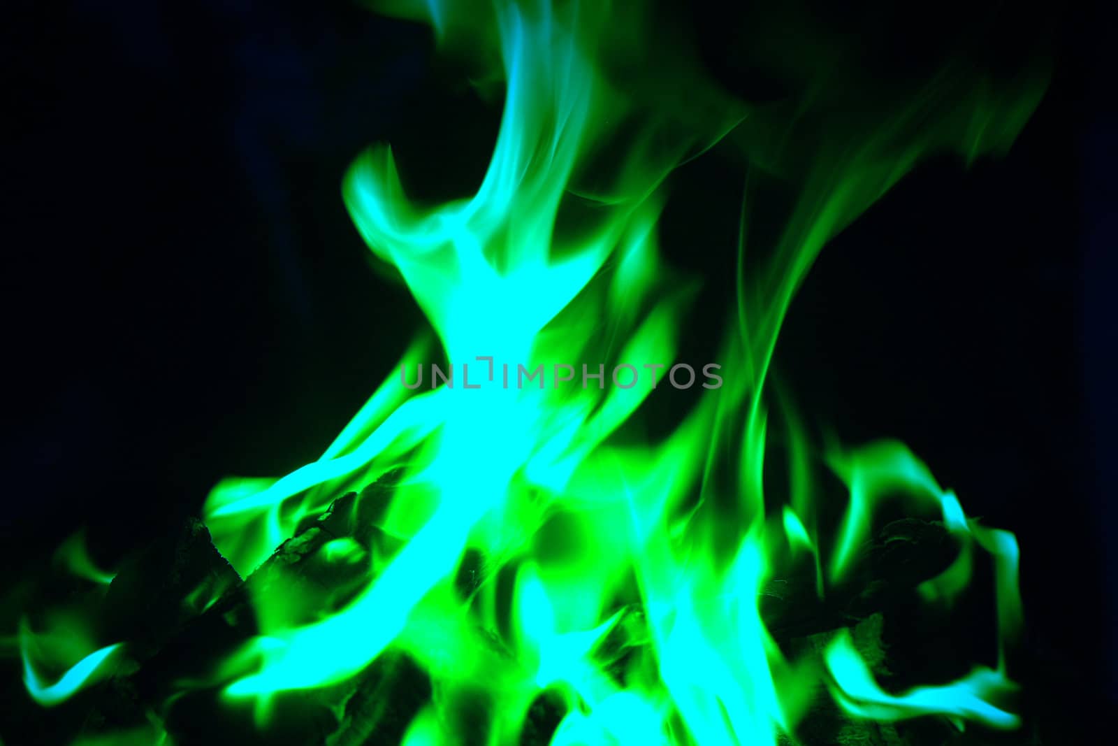 green flames