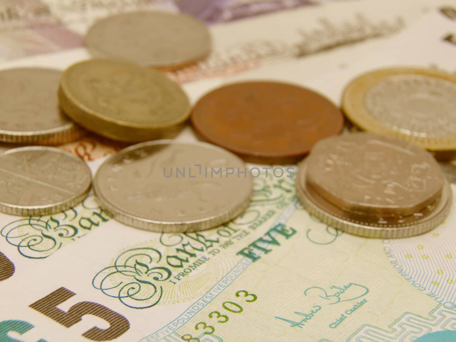 British Sterling pound currency - legal tender of the Ubnited Kingdom Union - banknotes and coins