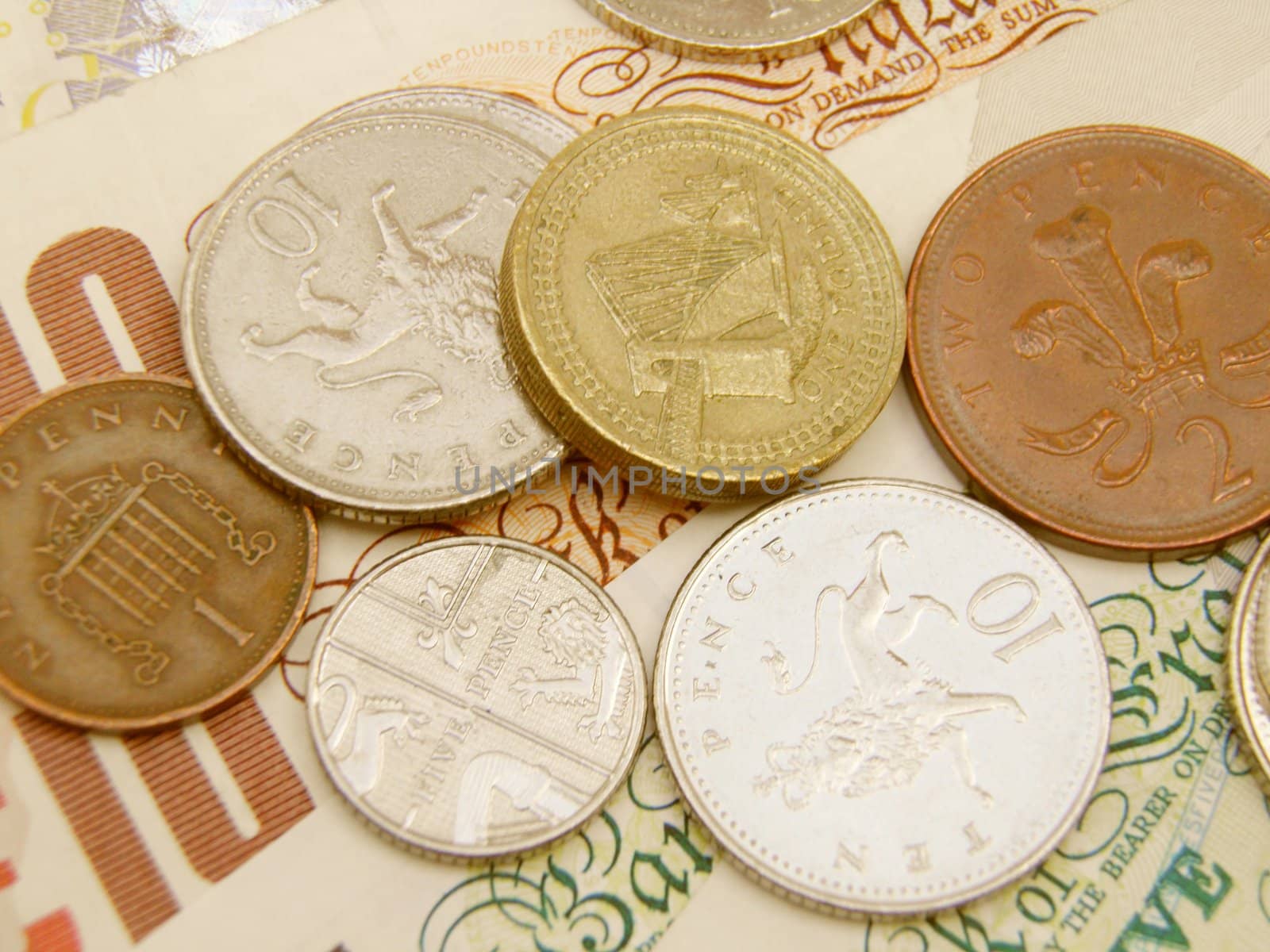 British Sterling pound currency - legal tender of the United Kingdom Union - banknotes and coins